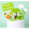 Topper piker ozdoby na tort napis Happy Birthday dinozaur dekoracje urodzinowe dino zestaw 9 sztuk