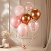 Balony dekoracje urodzinowe lateksowe 7 sztuk róż rose gold konfetti