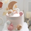 Dekoracja tort topper urodziny kula na piku kulka biały 6x