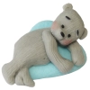Figurka na tort miś dekoracje urodziny chrzest baby shower niebieski szary