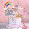 Topper ozdoby na tort napis Happy Birthday kolorowa tęcza dekoracje urodzinowe