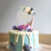 Topper ozdoby na tort napis Happy Birthday z kwiatami dekoracje urodzinowe