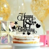 Topper na tort napis happy birthday czarny dekoracje urodzinowe ozdoby na tort