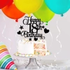 Topper na tort napis happy birthday czarny dekoracje urodzinowe ozdoby na tort