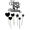 Topper na tort napis happy birthday czarny dekoracje urodzinowe ozdoby na tort