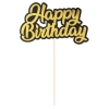 Topper ozdoby na tort napis Happy Birthday złoto-czarny dekoracje urodzinowe