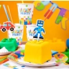 Topper piker ozdoby na tort babeczki robot rakieta minecraft piksele dekoracje urodzinowe zestaw 5 sztuk