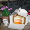 Pudełko na ciasto 10 sztuk opakowanie karton na tort chrzest wesele biały 28x28x12