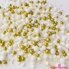 Posypka na tort 70g perełki cukrowe biało złota dekoracje komunijne wesele urodziny