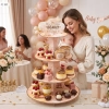 Patera papierowa na ciasto babeczki stojak na muffinki miś beżowy urodziny