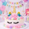 Ozdoby na tort topper na tort dekoracje urodzinowe róg jednorożca kolorowy