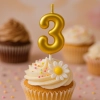 Świeczka na tort złota cyfra 3 świeczki urodzinowe ozdobne 1 sztuka