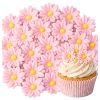 Kwiaty na tort 20 sztuk kwiat cukrowy różowy na babeczki dekoracje urodzinowe