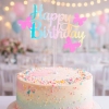Topper na tort tęczowy napis happy birthday motylki na babeczki