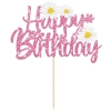 Topper na tort napis Happy Birthday różowy brokatowy dekoracje urodzinowe