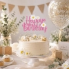 Topper na tort napis Happy Birthday różowy brokatowy dekoracje urodzinowe