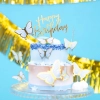 Topper ozdoby na tort napis Happy Birthday złoty akryl dekoracje urodzinowe