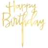 Topper ozdoby na tort napis Happy Birthday złoty akryl dekoracje urodzinowe