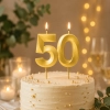 Świeczki ozdoby na tort cyfra 50 świeczka złoty dekoracje urodzinowe