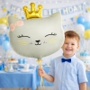 Balon foliowy kot kotek z koroną dekoracje urodzinowe party 60x46cm