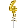 Balon foliowy na patyku ozdoby na tort cyfra 4 złoty dekoracje urodzinowe