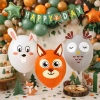 Balony lateksowe kolorowe zwierzęta leśne sowa lis wiewiórka dekoracje urodzinowe naklejki