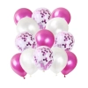 Balony lateksowe róż różowy mix konfetti 10 sztuk
