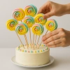 Lizaki bezowe dekoracje na tort bezy topper urodziny kolorowe beziki 12 sztuk