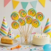 Lizaki bezowe dekoracje na tort bezy topper urodziny kolorowe beziki 12 sztuk