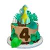 Figurki ozdoby na tort topper dinozaur liście dekoracje urodzinowe dino zestaw cukrowy 3 sztuki