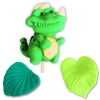Figurki ozdoby na tort topper dinozaur liście dekoracje urodzinowe dino zestaw cukrowy 3 sztuki