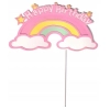 Topper ozdoby na tort napis Happy Birthday kolorowa tęcza dekoracje urodzinowe