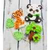 Figurki ozdoby na tort topper zwierzęta panda tygrys dekoracje urodzinowe zestaw cukrowy 5 sztuk