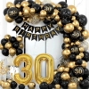 Balony girlanda balonowa dekoracja 30 urodziny czarny złoty duży zestaw 89szt