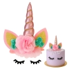 Ozdoby na tort topper na tort dekoracje urodzinowe róg jednorożca kolorowy