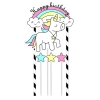 Topper piker ozdoby na tort babeczki jednorożec napis Happy Birthday unicorn dekoracje urodzinowe zestaw 5 sztuk