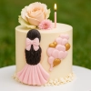 Figurka cukrowa na tort kobieta z balonami dekoracje urodzinowe ozdoba na bok tortu