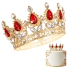 Korona na tort złota z czerwonymi i srebrnymi kryształami diamentami tiara diadem dekoracja dla księżniczki