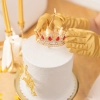 Korona na tort złota z czerwonymi i srebrnymi kryształami diamentami tiara diadem dekoracja dla księżniczki