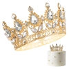 Korona na tort zlota ze srebrnymi kryształami diamentami tiara diadem dekoracja dla księżniczki