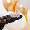 Korona na tort srebrna z różowymi kryształami diamentami tiara diadem dekoracja dla księżniczki