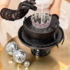 Korona na tort srebrna z różowymi kryształami diamentami tiara diadem dekoracja dla księżniczki