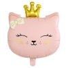 Balon foliowy kot kotek z koroną dekoracje urodzinowe party 60x46cm