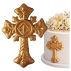 Figurka na tort krzyż cukrowy złoty krzyżyk ozdoby dekoracje komunijne