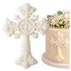 Figurka na tort krzyż cukrowy biały krzyżyk ozdoby dekoracje komunijne chrzest