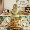 Figurka na tort 5 sztuk liście cukrowe monstery zielone urodziny safari jungle