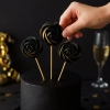 Lizaki bezowe dekoracje na tort bezy topper urodziny beziki czarno złote 3 sztuki