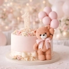Figurka na tort miś cukrowy baloniki na bok tortu roczek chrzest dekoracje urodzinowe