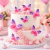 Motyle ozdoby na tort motyl waflowy dekoracje urodzinowe fioletowe mix 8 sztuk
