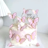 Topper piker dekoracja na tort motyle różowe roczek urodziny baby shower 10 szt